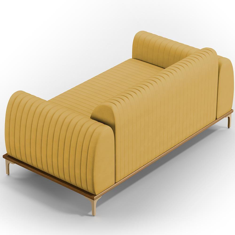 Sofá 3 Lugares Molino 210 Cm Pés D'ouro Mostarda C-260 - 2