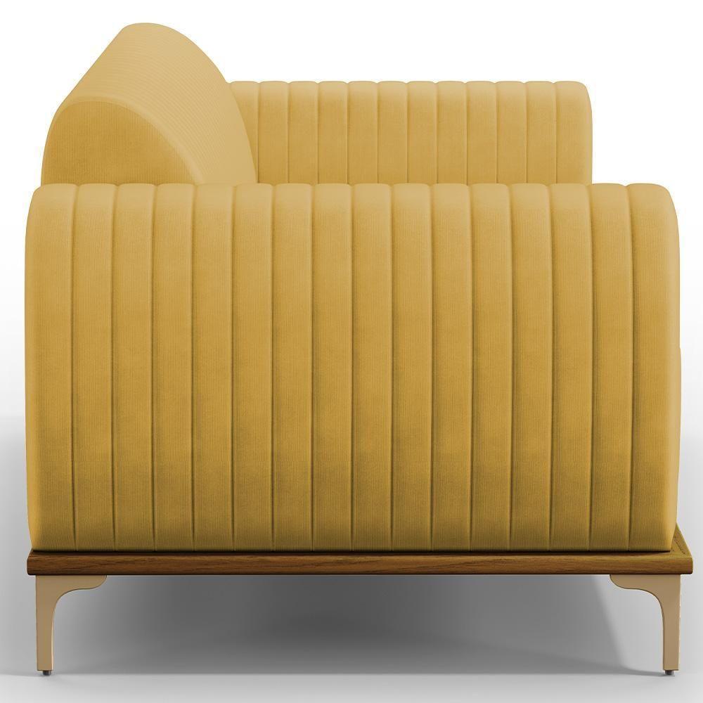 Sofá 3 Lugares Molino 210 Cm Pés D'ouro Mostarda C-260 - 3