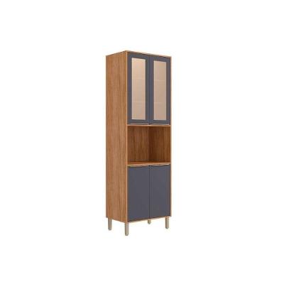 Paneleiro de Cozinha Esplêndida 4 Portas 4 Prateleiras MDF 70CM Cinamomo e Titanium