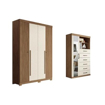 Quarto Completo QC333 4 Portas 6 Gavetas MDP 96,2 cm Amadeirado Santos Andirá