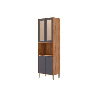 Paneleiro de Cozinha Celeste 4 Portas 4 Prateleiras MDF 70CM Cinamomo e Titanium MGM