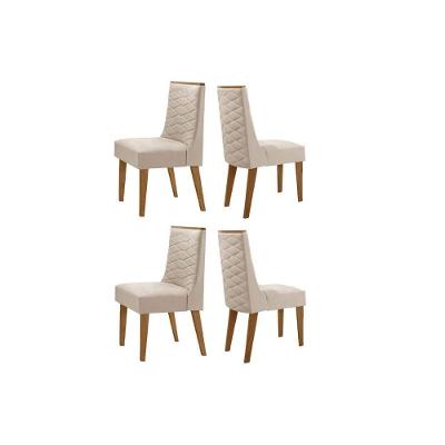 Cadeira de Jantar Dafne Estrutura MDF-MDP Estofado Suede Creme Kit 4 Unidades Móveis Rufato