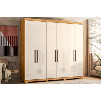 Guarda Roupa Casal Venice Plus 6 Portas 4 Gavetas MDF Cinamon-Off White Demóbile