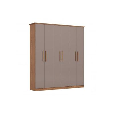 Guarda Roupa Casal Cover 6 Portas de Bater 3 Gavetas MDF-MDP com Sapateira Nature-Avela Móveis Henn