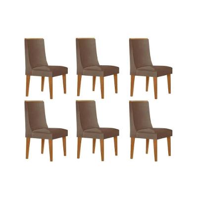 Kit 6 Cadeiras de Jantar Dakota Estrutura MDF Tecido Capuccino Móveis Rufato
