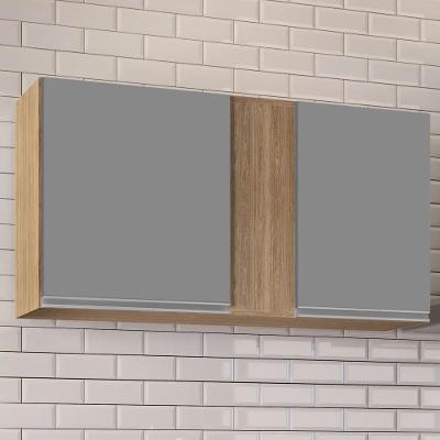 Armário Aéreo 100cm 2 Portas Indiana Castanho/cinza - Lumil Móveis
