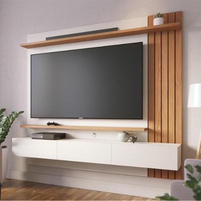Painel Home Suspenso Juriti 1.8 para TV 70" 180CM MDP com Ripado Off White Colibri Móveis
