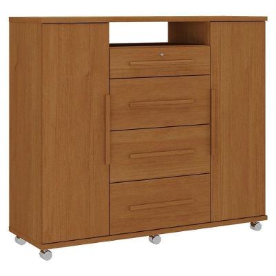 Cômoda Sapateira Versátil 2 Portas 4 Gavetas Cinamomo Fosco - Zanzini