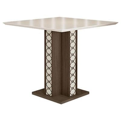 Mesa De Jantar 90cm ísis Com Vidro Amêndoa Off White - Poliman