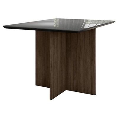 Mesa De Jantar 120cm Helo Com Vidro Amêndoa Grafite - Poliman