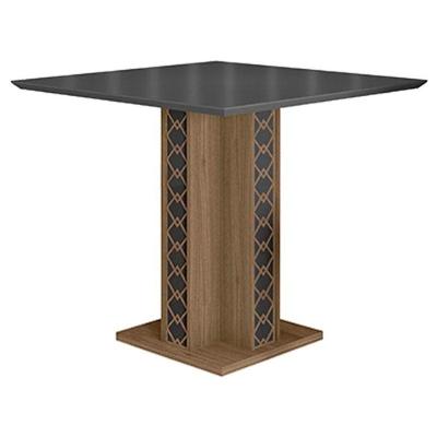 Mesa De Jantar 90cm ísis Com Vidro Carvalho Grafite - Poliman