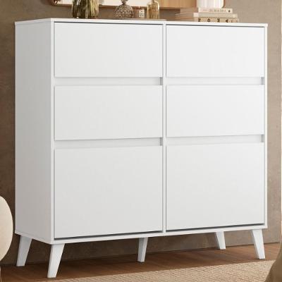 Cômoda Buffet Colchester 6 Gavetas com Nicho e Portas MDP Nature-Titanium Casah