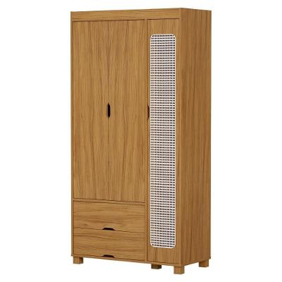Guarda Roupa Solteiro Clara 3 Portas de Bater 2 Gavetas Mdf Nature Milani Movelaria