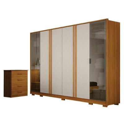 Guarda Roupa Casal Prime 6 Portas Off White Com Cômoda Rubi 4 Gavetas Cinamomo - Leifer