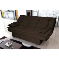 Sofá Cama Casal Reclinável Esmeralda - Veludo Marrom Escuro - 2