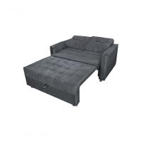 Sofá Cama Casal Reclinável Drika - Veludo Chumbo - 9