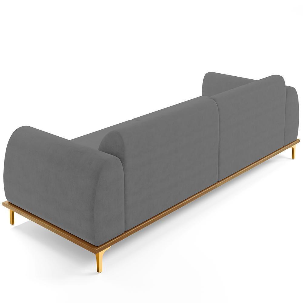 Sofá 04 Lugares Kiev 260 Cm Veludo Cinza C-317 - 2