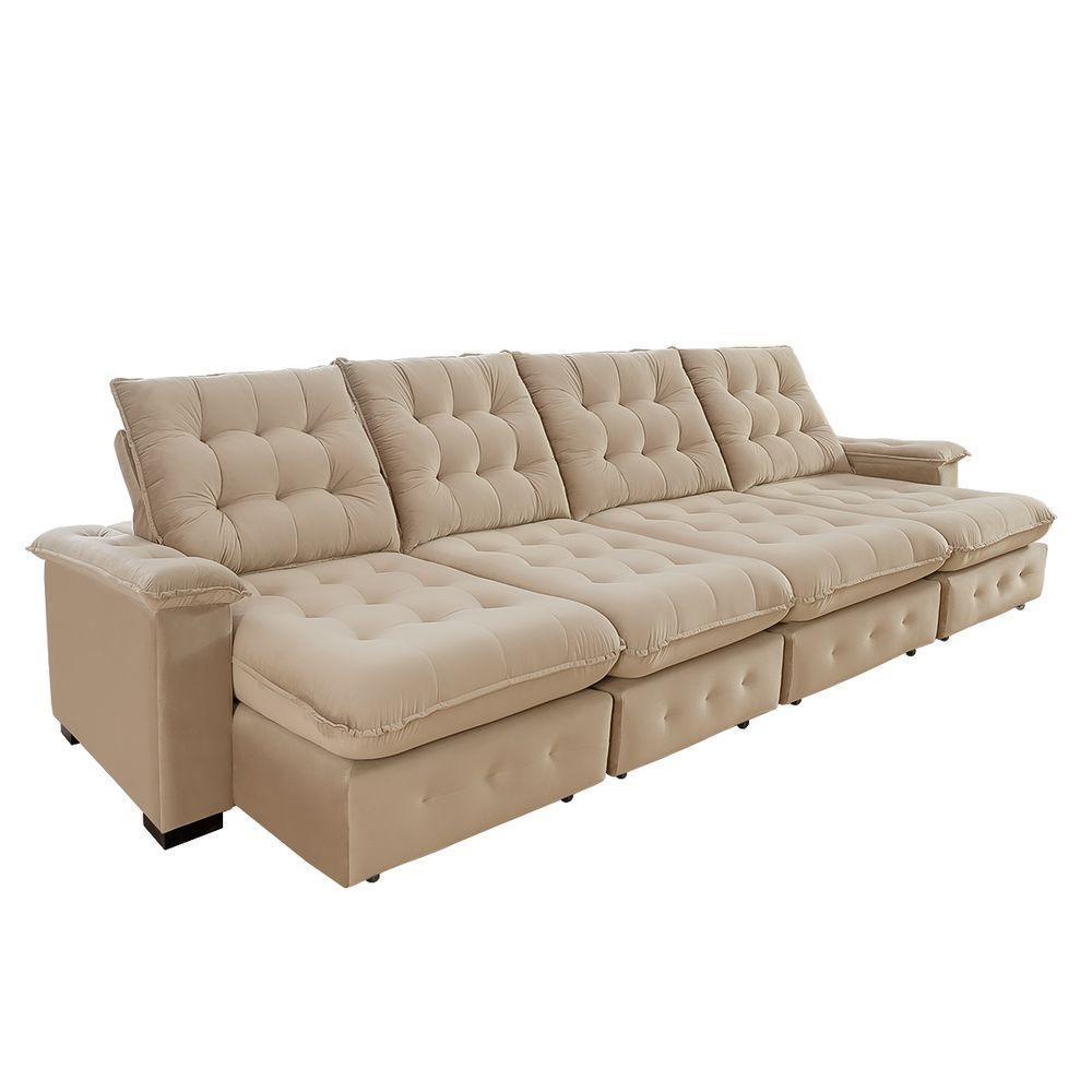 Sofá Coliseu 4.00m Retrátil E Reclinável Super Pillow - Bege - 5