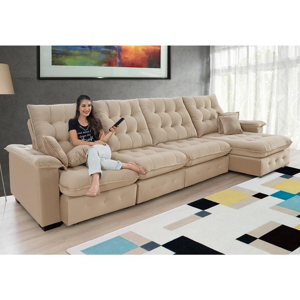 Sofá Coliseu 4.00m Retrátil E Reclinável Super Pillow - Bege - 7