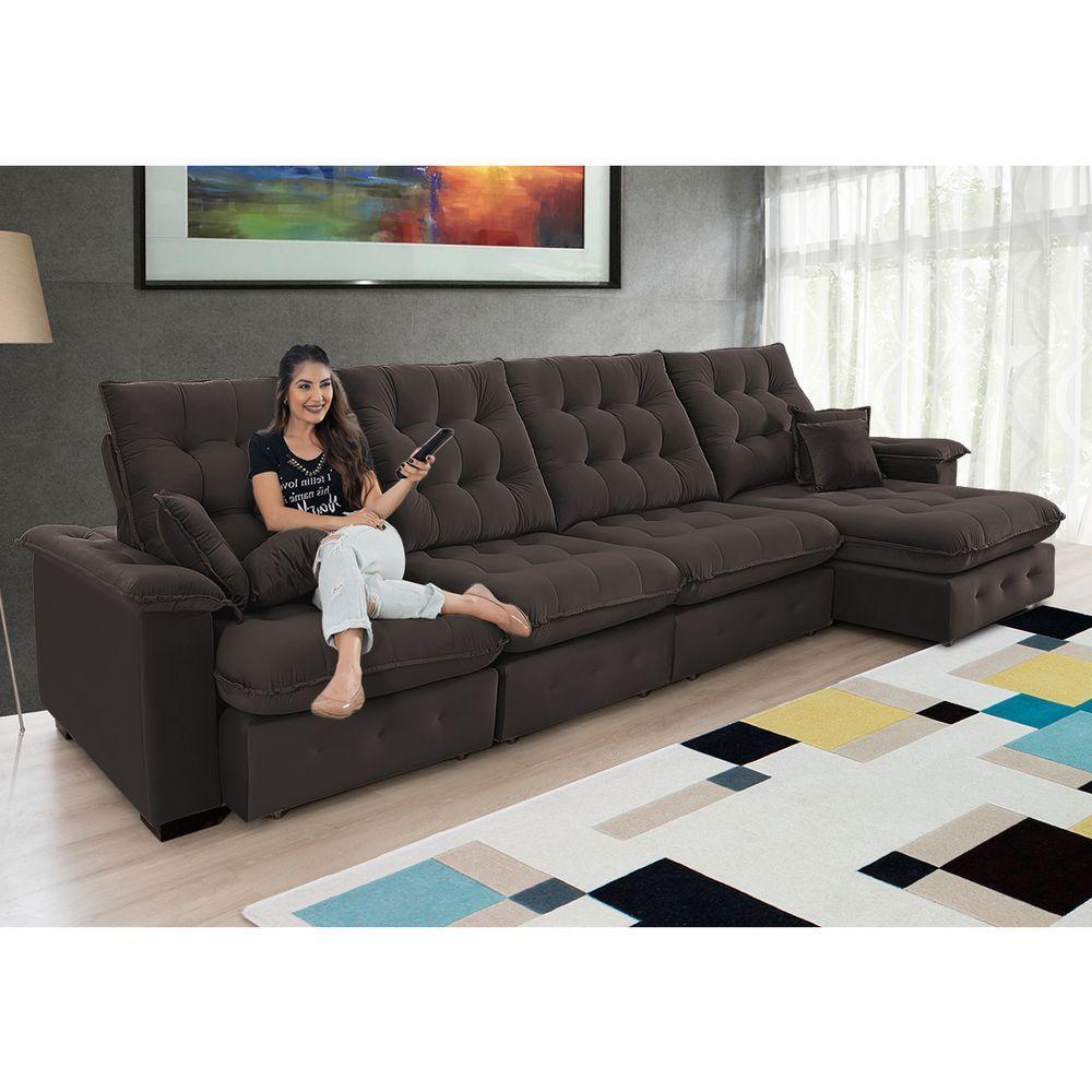 Sofá Coliseu 4.00m Retrátil E Reclinável Super Pillow - Marrom - 2