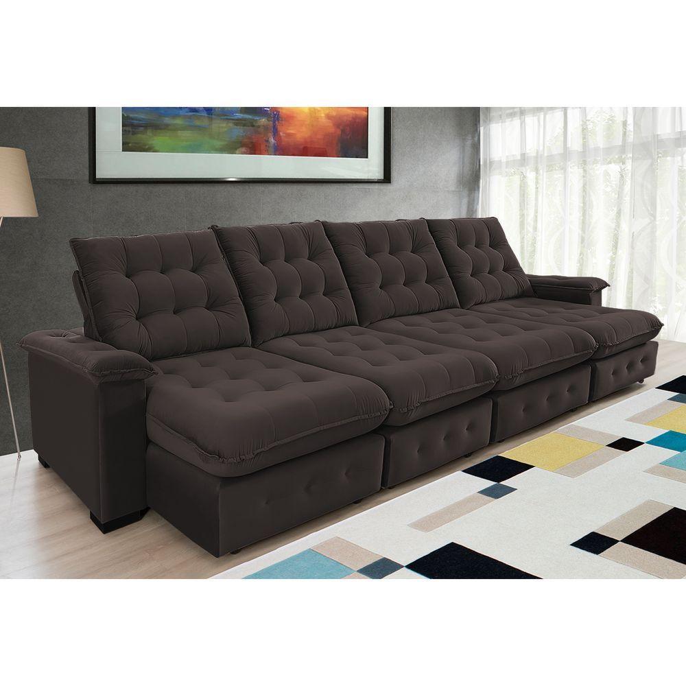Sofá Coliseu 4.00m Retrátil E Reclinável Super Pillow - Marrom - 5