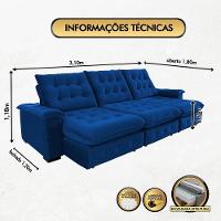 Sofá Coliseu 3.10m Retrátil E Reclinável Super Pillow - Azul