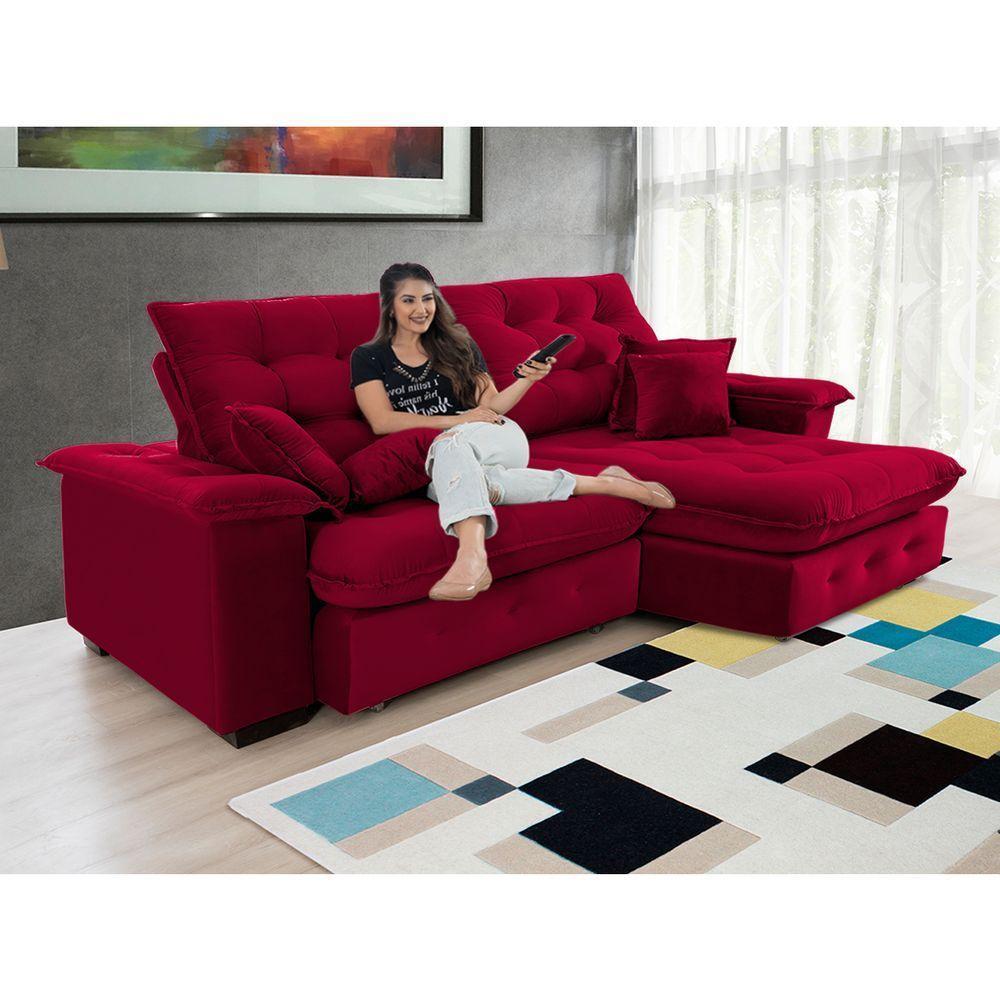 Sofá Coliseu 2.60m Retrátil E Reclinável Super Pillow - Vinho - 5