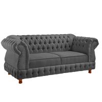 Sofá Chesterfield Moscatto 3 Lugares Via Encanto Veludo Cinza - 1