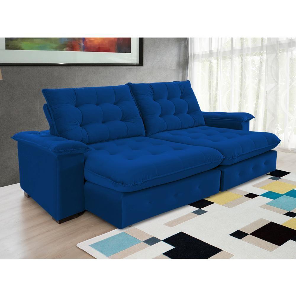 Sofá Coliseu 2.60m Retrátil E Reclinável Super Pillow - Azul - 8