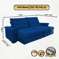 Sofá Coliseu 2.60m Retrátil E Reclinável Super Pillow - Azul - 11