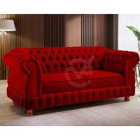 Sofá Chesterfield Moscatto 3 Lugares Via Encanto Veludo Bordô - 3