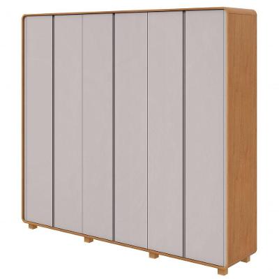 Guarda Roupa Casal Loop 6 Portas de Bater 6 Gavetas MDF-MDP Amendoa Clean-off White Móveis Lopas