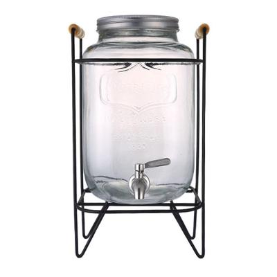 Suqueira De Vidro 5 Litros Com Suporte De Metal – Dispensador Retro De Luxo Para Agua E Suco
