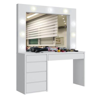 Camarim Anne 5 Gavetas com LED Laqueado MDF-MDP Branco Mavaular Móveis