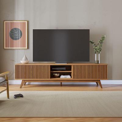 Rack para TV Fortaleza 75" 220CM MDF e MDP com Portas Ripadas Freijó