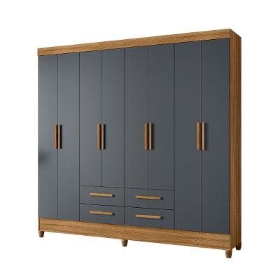 Guarda Roupa Casal Florida 8 Portas Bater 4 Gavetas MDF Bronze