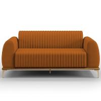 Sofá 3 Lugares Molino 180 Cm Pés D'ouro Veludo Telha C-262 - 6