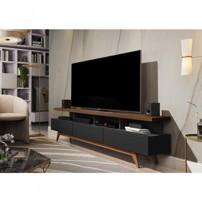 Rack com Nichos Vivare Wood 1.8 180CM MDP 3 Gavetas Black Freijó Giga