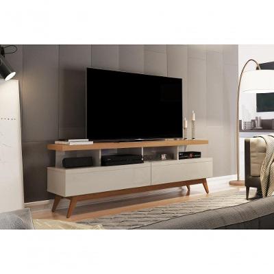 Rack com Nichos Vivare Wood 1.6 160CM MDP Off White e Freijó Giga
