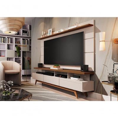 Painel e Rack Vivare Wood 1.8 72" 180CM MDF Off White Giga