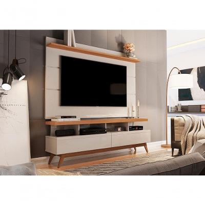 Conjunto Painel com Rack Vivare Wood 160CM MDP Off White Giga