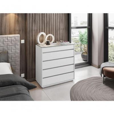 Cômoda Belize 5 Gavetas MDP Puxador Metálico Branco Plata Móveis