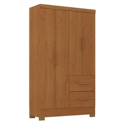 Guarda Roupa Solteiro Primordial Max 4 Portas 2 Gavetas Cinamomo Fosco - Zanzini