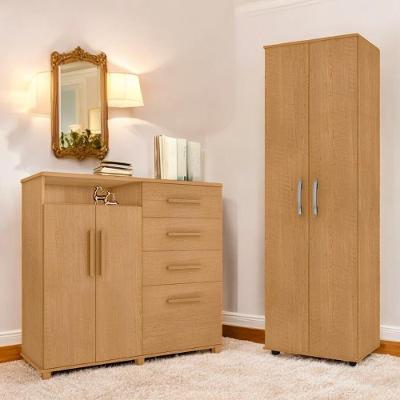 Conjunto Cômoda e Multiuso Helena e Safira 5 Gavetas MDP Marrom Mobiliar Home Shop