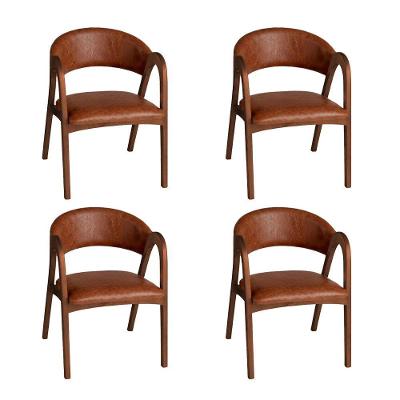 Conjunto 4 Cadeiras Valentina Madeira Maciça Estofada Ocre Ideal Decor