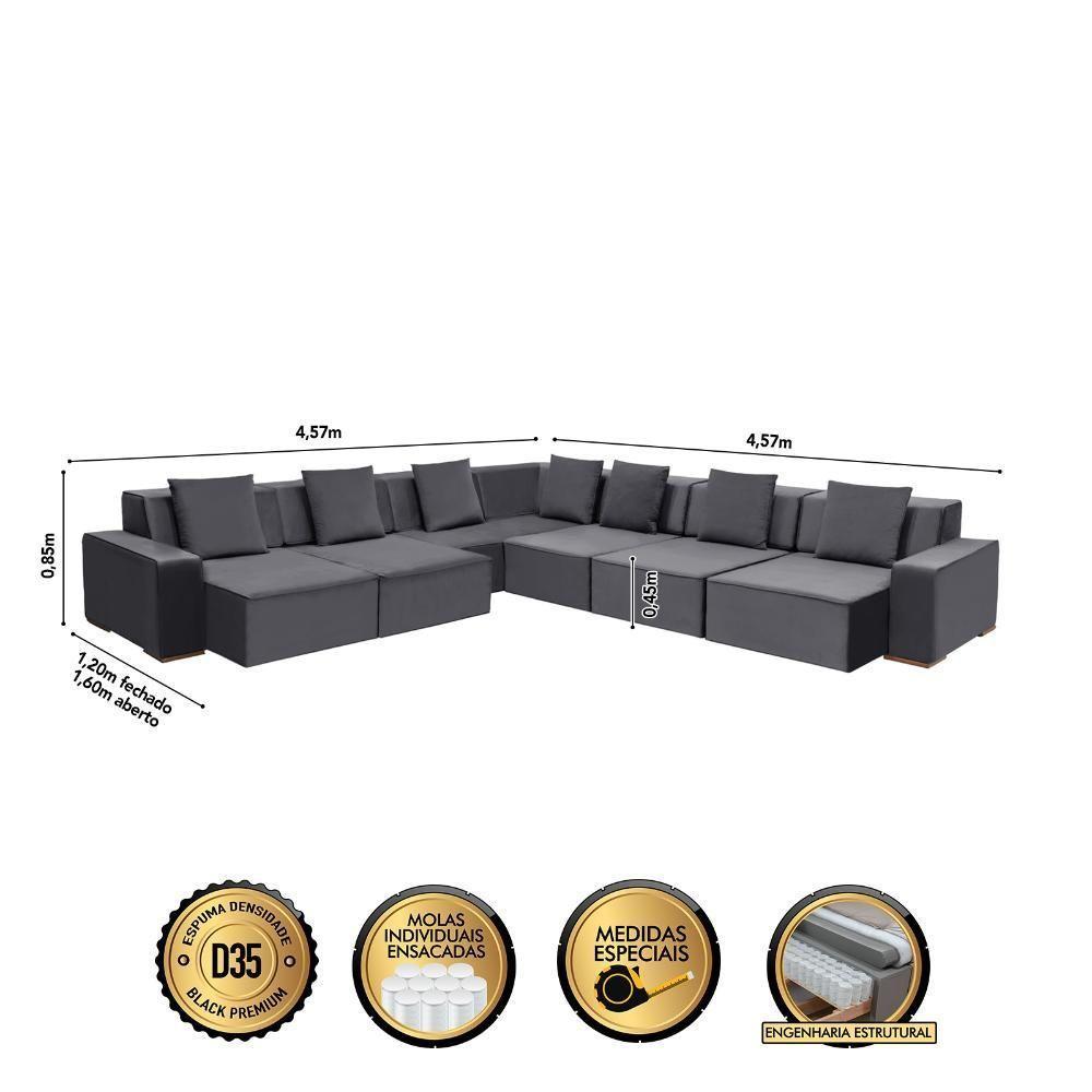 Sofá De Canto Dubai 4,57x4,57m-chumbo - 4