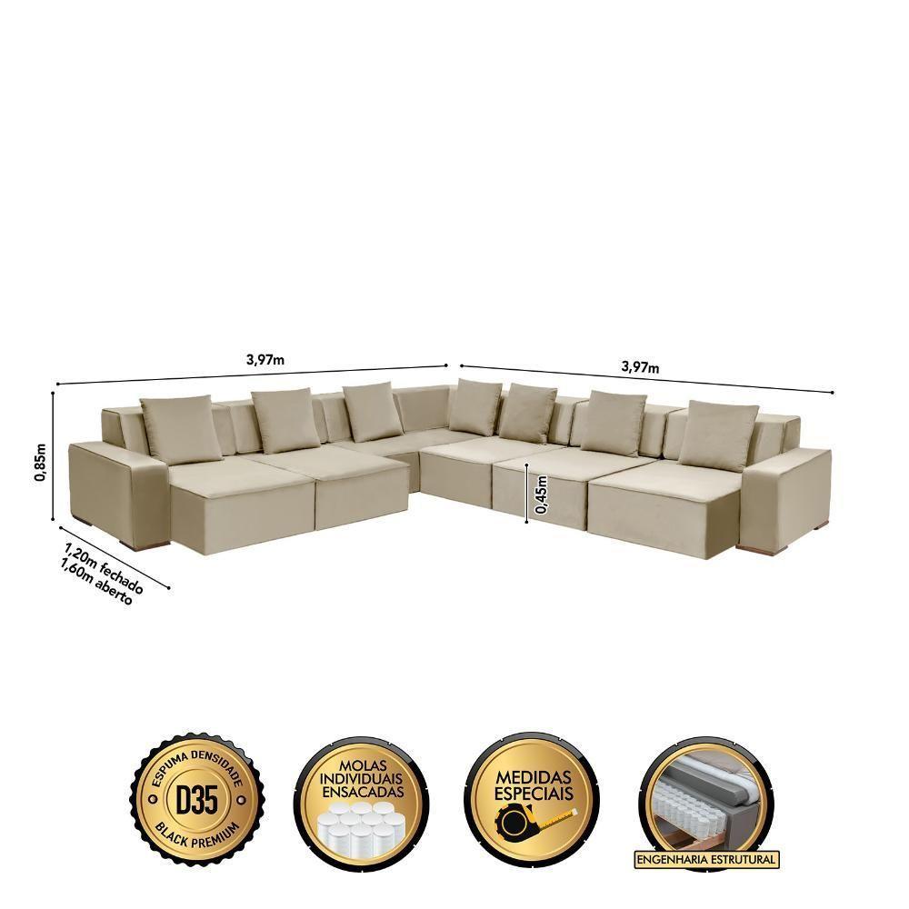 Sofá De Canto Dubai 3,97x3,97m-bege - 5