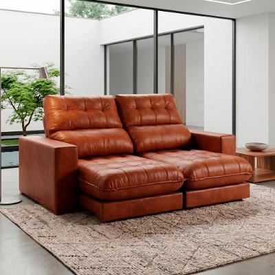 Sofá 4 Lugares Retrátil e Reclinável Martin 250CM Terracota Veludo Bom Pastor Móveis