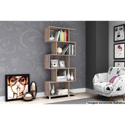 Estante de Livros ESM209 Rústico 1 Prateleira 5 Nichos Branco Movelbento