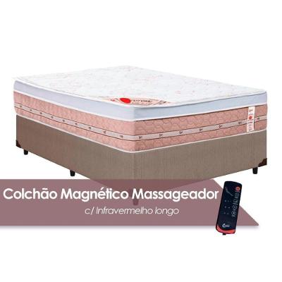 Cama Box Casal Castor Tecnopedic Premium Niponpedic Magnético C Vibro Massagem Molas Bonnel Claro